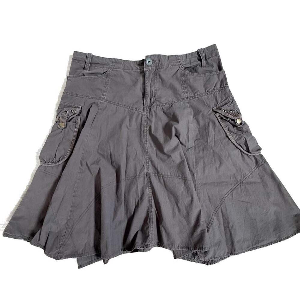 George Womens Y2K Cargo Mini Skirt Gray Gorpcore Utility Pockets Flared Size 16